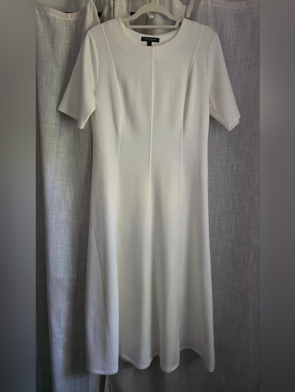 Banana Republic Elegant Short-Sleeve Ivory Women's Dress